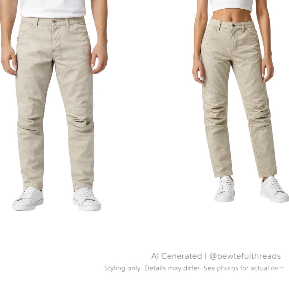G-Star 5620 3D Beige Tapered Pants Minimalist Scandi Chic Moto 28x30